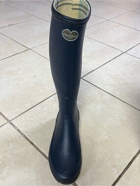 le Chameau Tall Navy Rubber Rain Boots